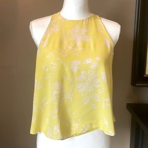 A.L.C. 100% Silk floral crop top - X back with built in lining - size 0 - EUC